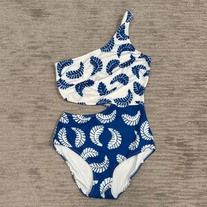 AQUA x Studio 189 Leaf Print Cutout One Piece Swimsuit NWOT Size Large